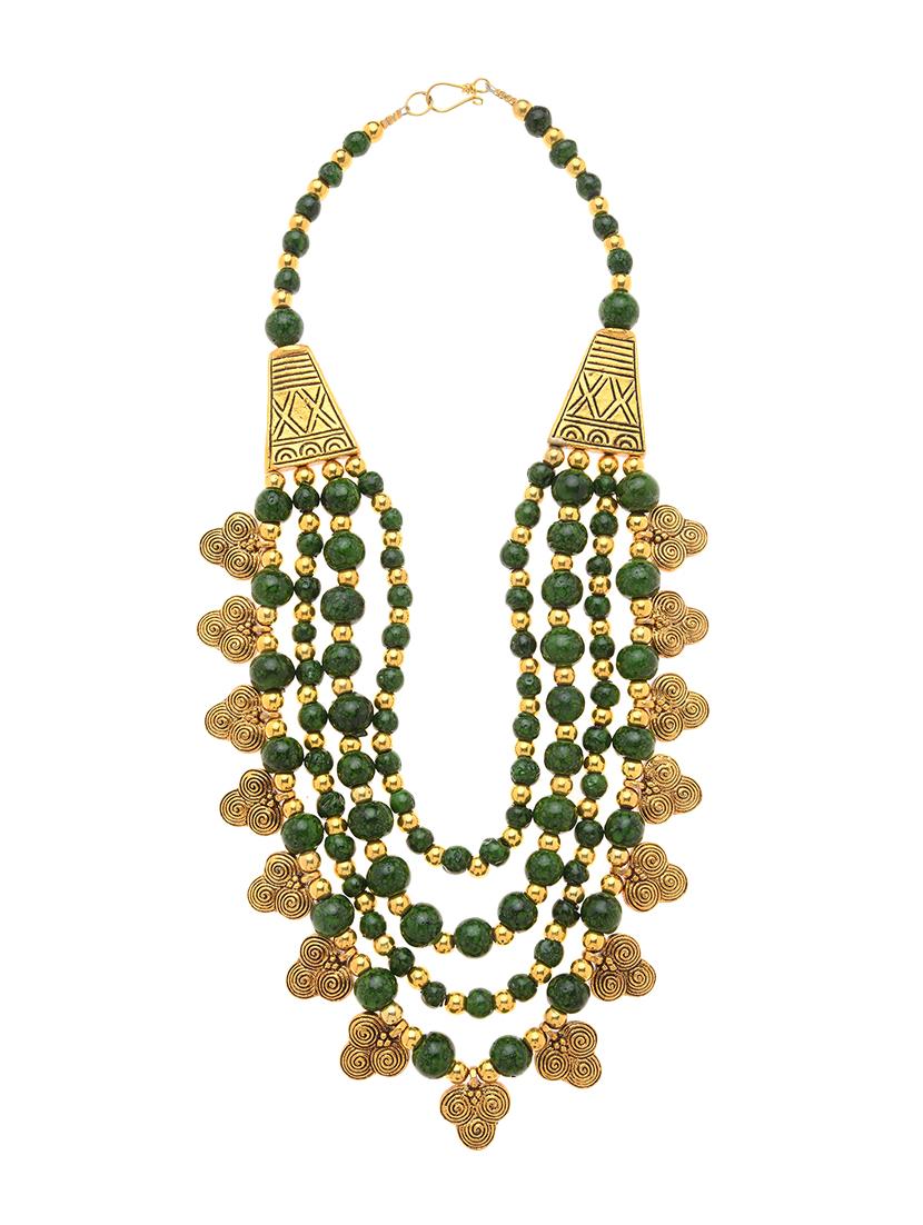 green metal long necklace - 16829891 - Zoom Image - 2