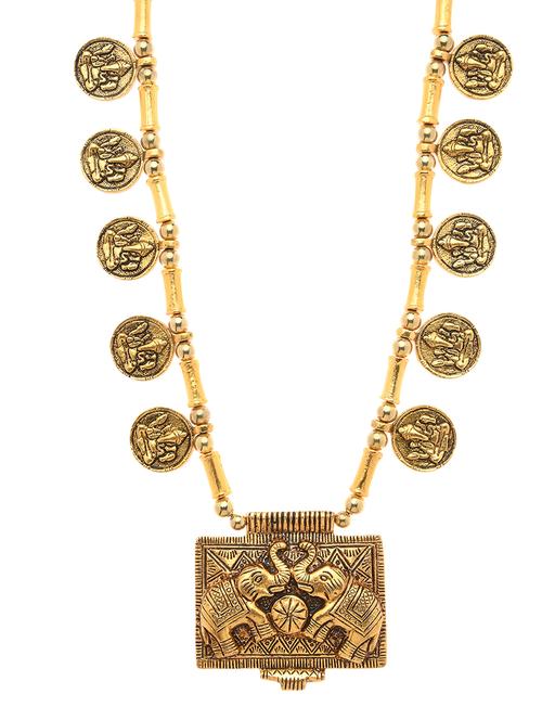 gold metal long necklace - 16829894 - Standard Image - 1