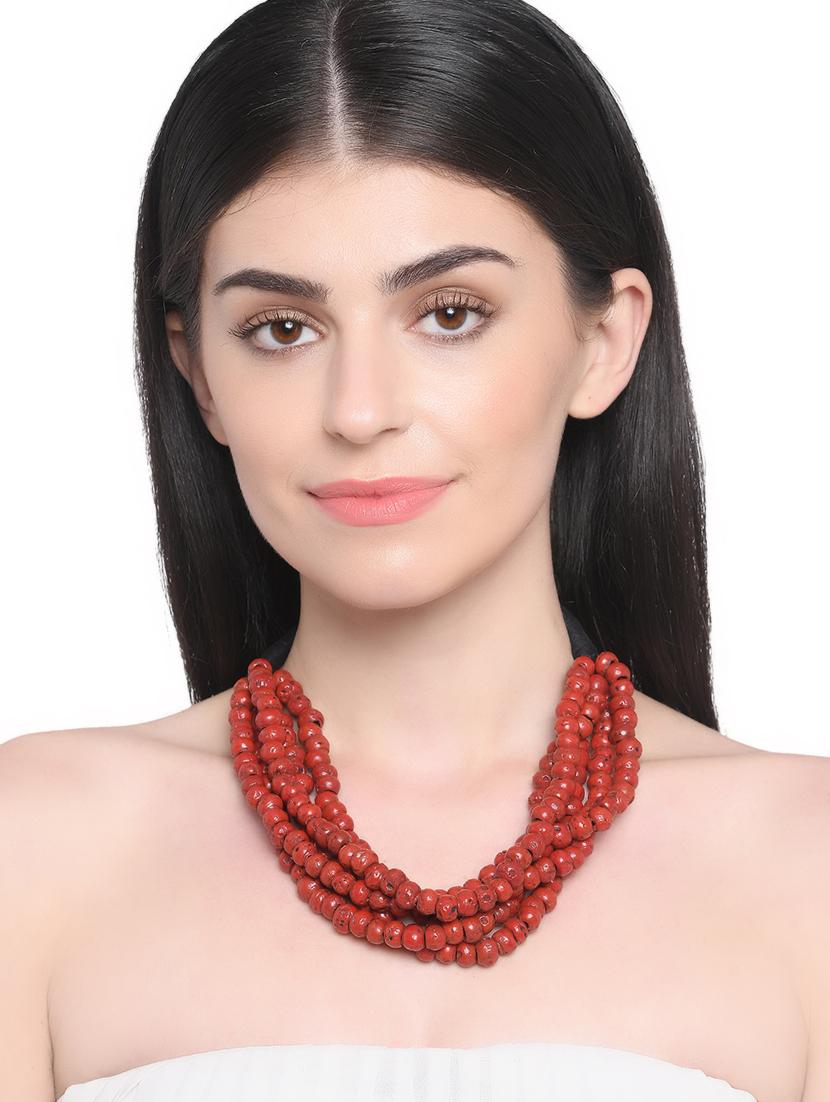 red metal long necklace - 16829899 - Zoom Image - 3
