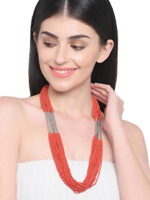 red metal long necklace - 16829904 - Standard Image - 3