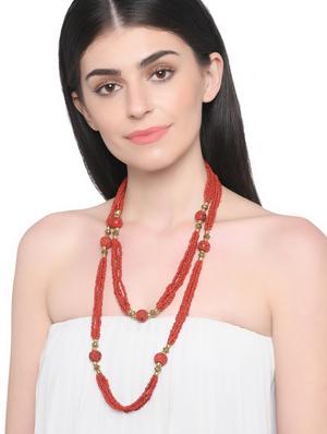 red metal long necklace - 16829907 - Standard Image - 3