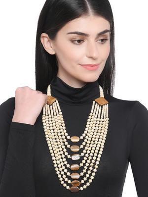 white metal long necklace - 16829913 - Standard Image - 3