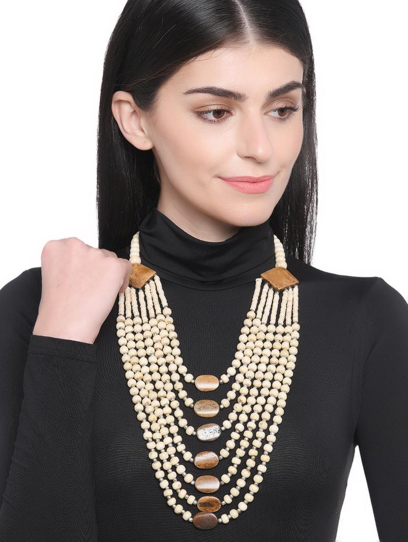 white metal long necklace - 16829913 - Zoom Image - 3