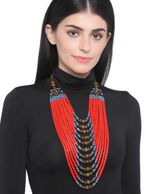 multi colored metal long necklace - 16829914 - Standard Image - 3