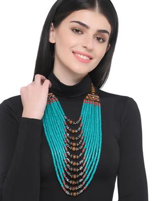 blue metal long necklace - 16829917 - Standard Image - 3