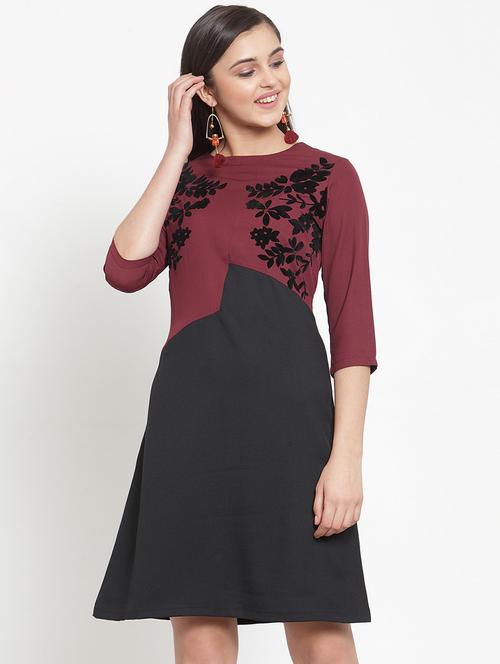 color block floral a-line dress - 16830203 - Standard Image - 1