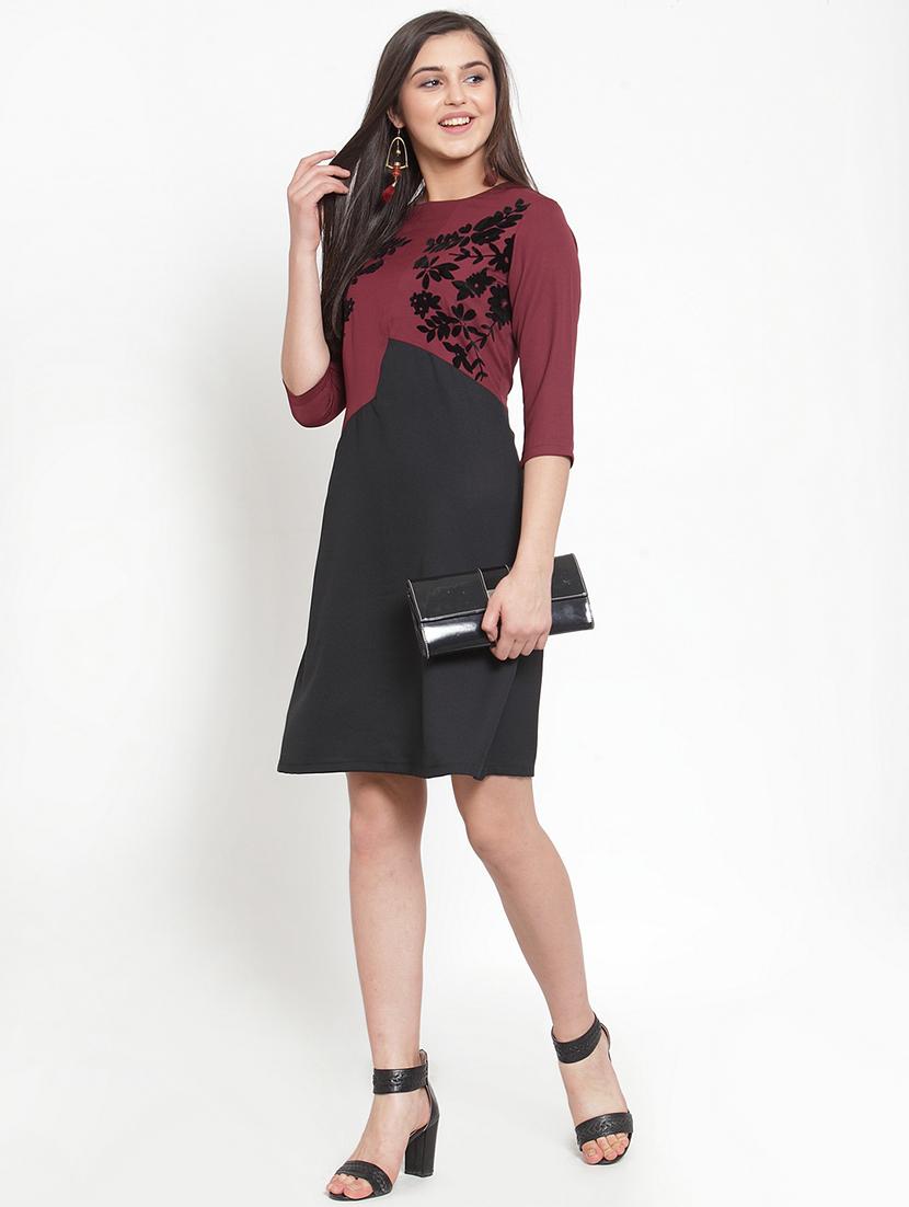 color block floral a-line dress - 16830203 - Zoom Image - 4