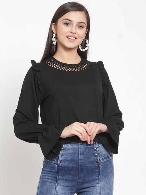 cut out detail bell sleeved top - 16830209 - Standard Image - 1