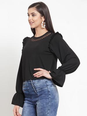 cut out detail bell sleeved top - 16830209 - Standard Image - 2