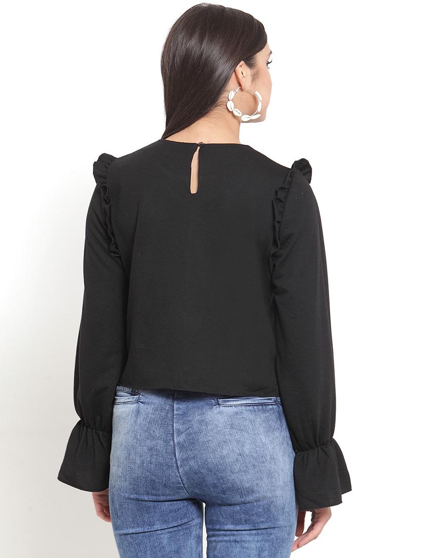 cut out detail bell sleeved top - 16830209 - Zoom Image - 3