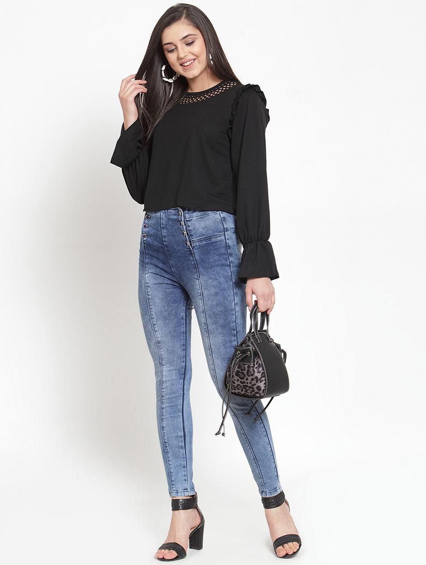 cut out detail bell sleeved top - 16830209 - Zoom Image - 4
