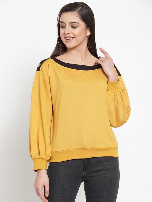 contrast ribbed bishop sleeved sweatshirt - 16830211 - Very Small Image - 1