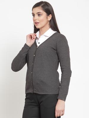 v-neck slate grey cardigan - 16830248 - Standard Image - 2
