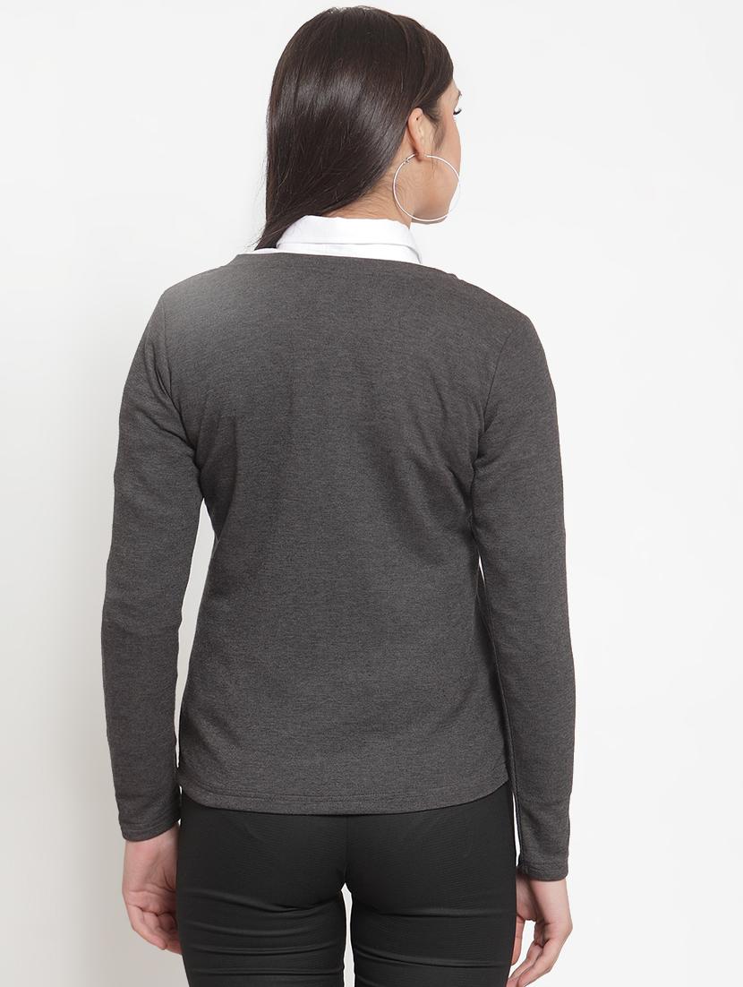 v-neck slate grey cardigan - 16830248 - Zoom Image - 3