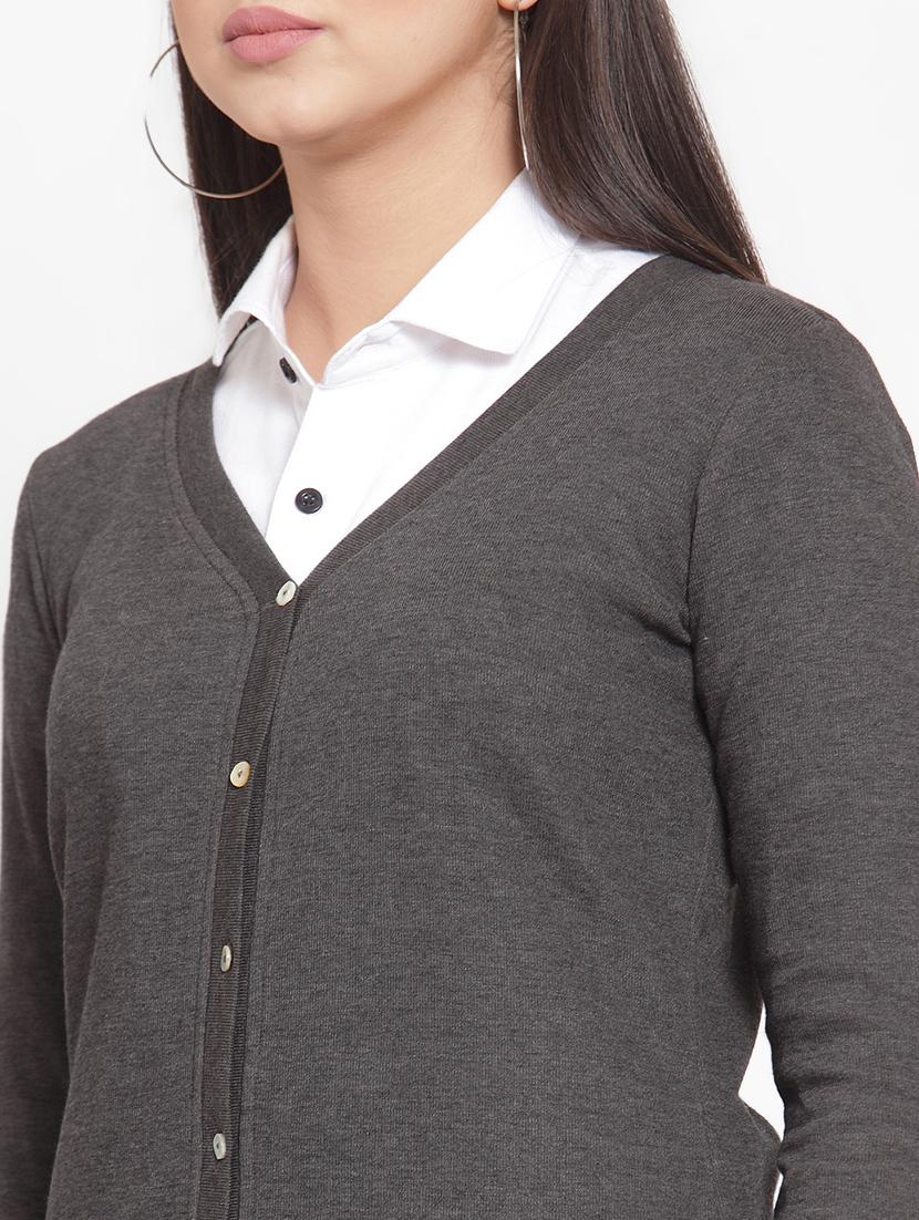 v-neck slate grey cardigan - 16830248 - Zoom Image - 5
