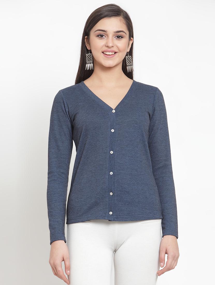 v-neck slate grey cardigan - 16830249 - Zoom Image - 1