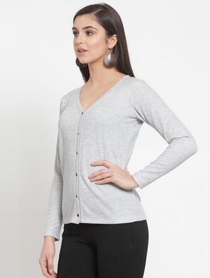 v-neck slate grey cardigan - 16830250 - Standard Image - 2