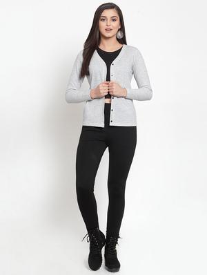 v-neck slate grey cardigan - 16830250 - Standard Image - 4