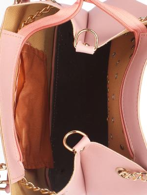pink leatherette combo handbag - 16830295 - Standard Image - 3