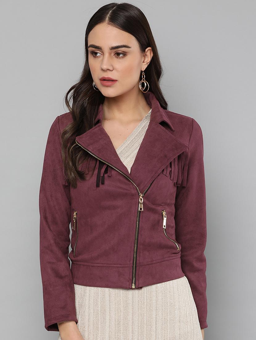lapel neck fringe detail jacket - 16830626 - Zoom Image - 1