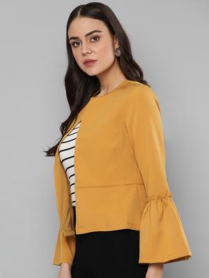 bell sleeved collarless jacket - 16830647 - Standard Image - 2