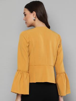bell sleeved collarless jacket - 16830647 - Standard Image - 3