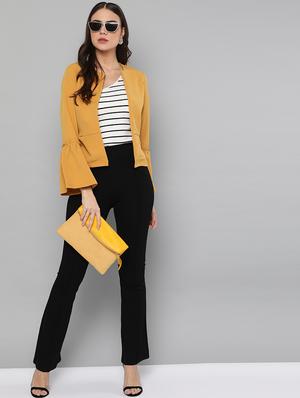 bell sleeved collarless jacket - 16830647 - Standard Image - 4