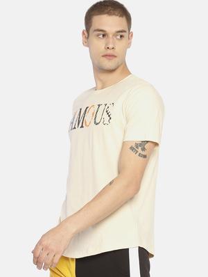 beige typographic chest print t-shirt - 16830692 - Standard Image - 2