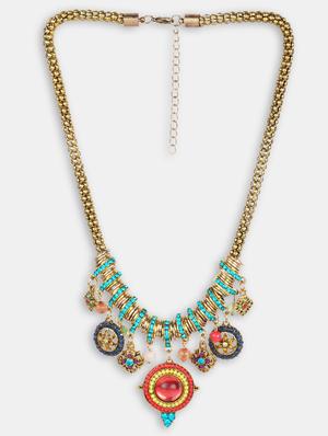 multi colored metal short necklace - 16830765 - Standard Image - 3