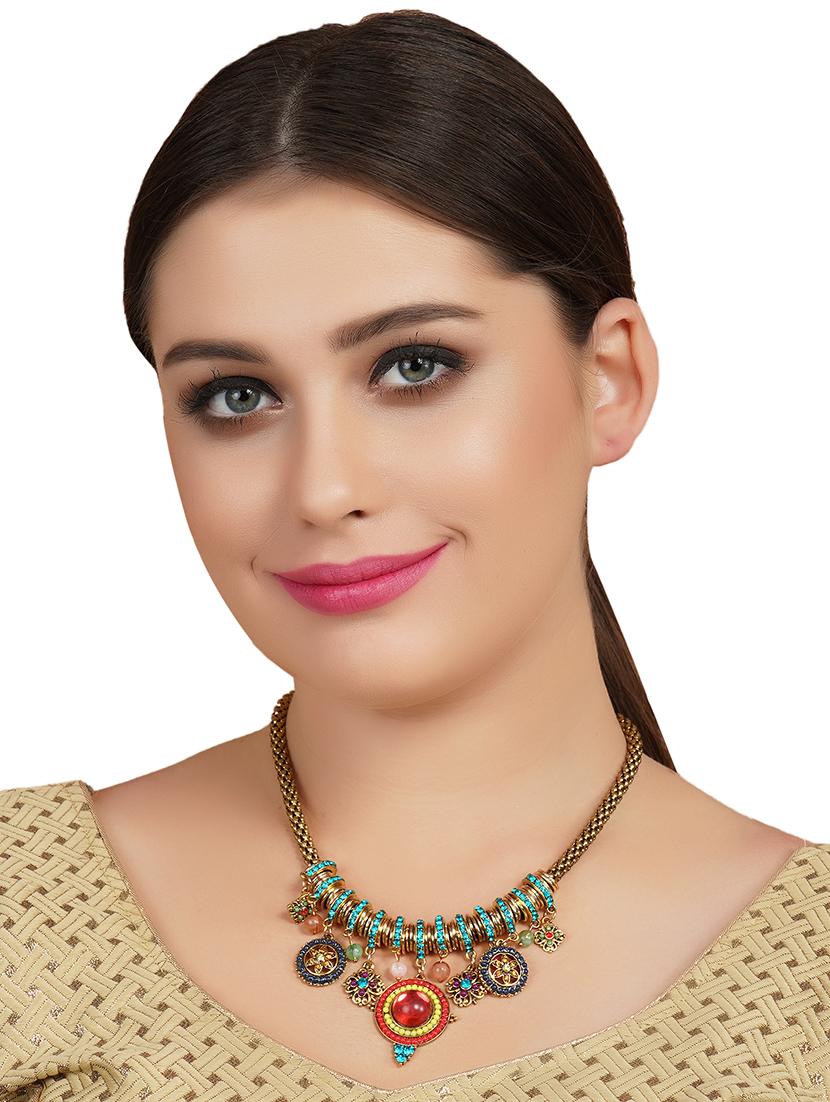 multi colored metal short necklace - 16830765 - Zoom Image - 4