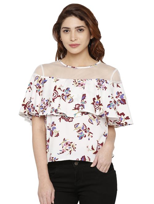 ruffle detail floral top - 16830801 - Standard Image - 1
