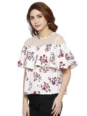 ruffle detail floral top - 16830801 - Standard Image - 2