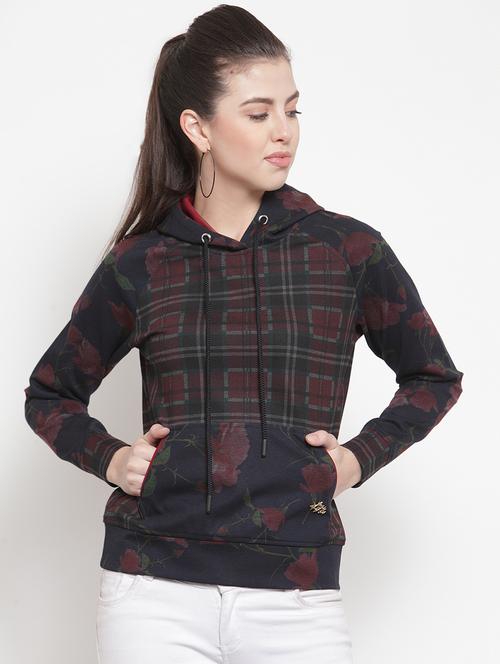 hooded neck checkered sweatshirt - 16830854 - Standard Image - 1