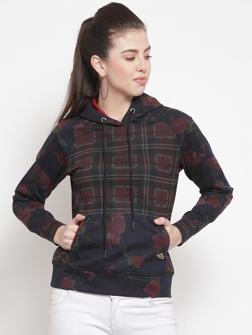 hooded neck checkered sweatshirt - 16830854 - Zoom Image - 1