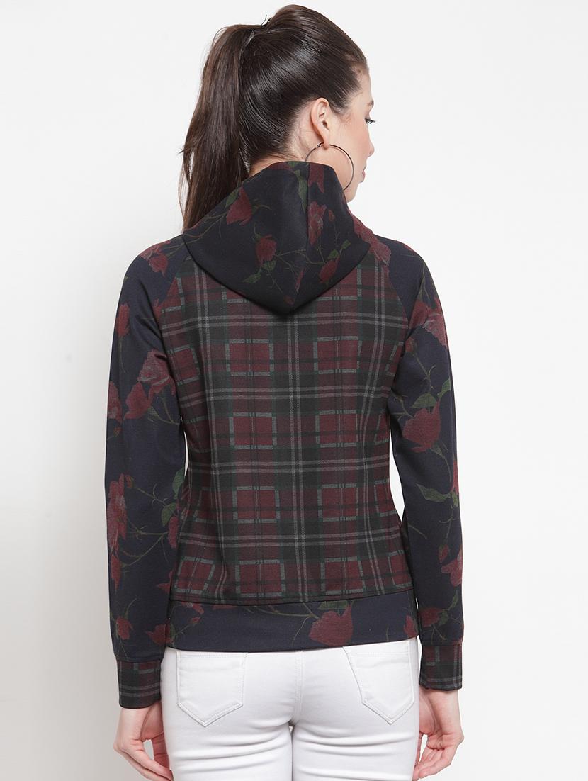 hooded neck checkered sweatshirt - 16830854 - Zoom Image - 3