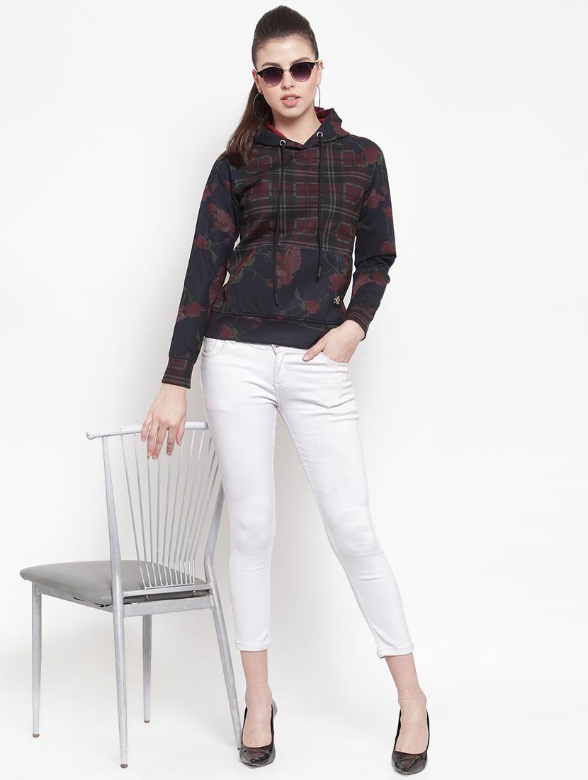 hooded neck checkered sweatshirt - 16830854 - Zoom Image - 4