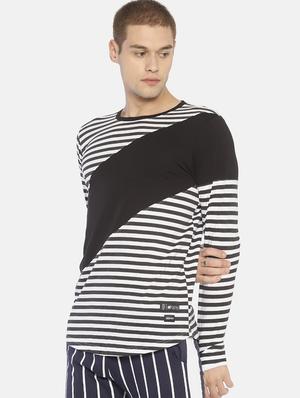 monochrome striped cut & sew t-shirt - 16830923 - Standard Image - 2