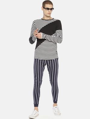 monochrome striped cut & sew t-shirt - 16830923 - Standard Image - 4