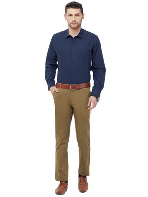 navy blue solid formal shirt - 16830943 - Standard Image - 3