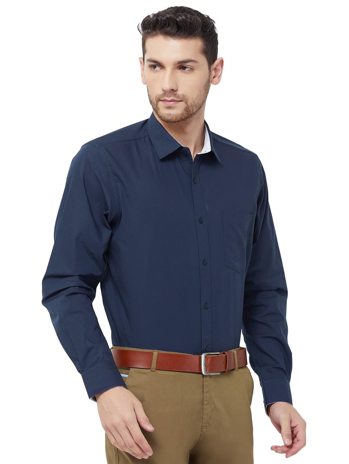 navy blue solid formal shirt - 16830943 - Zoom Image - 1