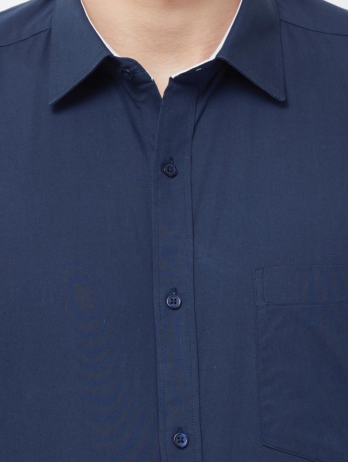 navy blue solid formal shirt - 16830943 - Zoom Image - 4