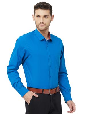blue solid formal shirt - 16830944 - Standard Image - 2