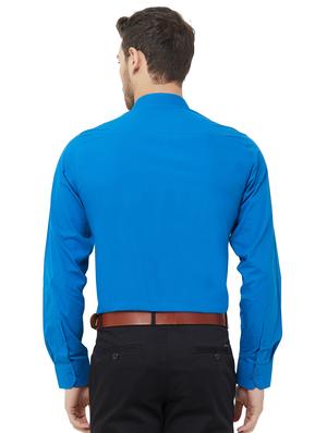 blue solid formal shirt - 16830944 - Standard Image - 3