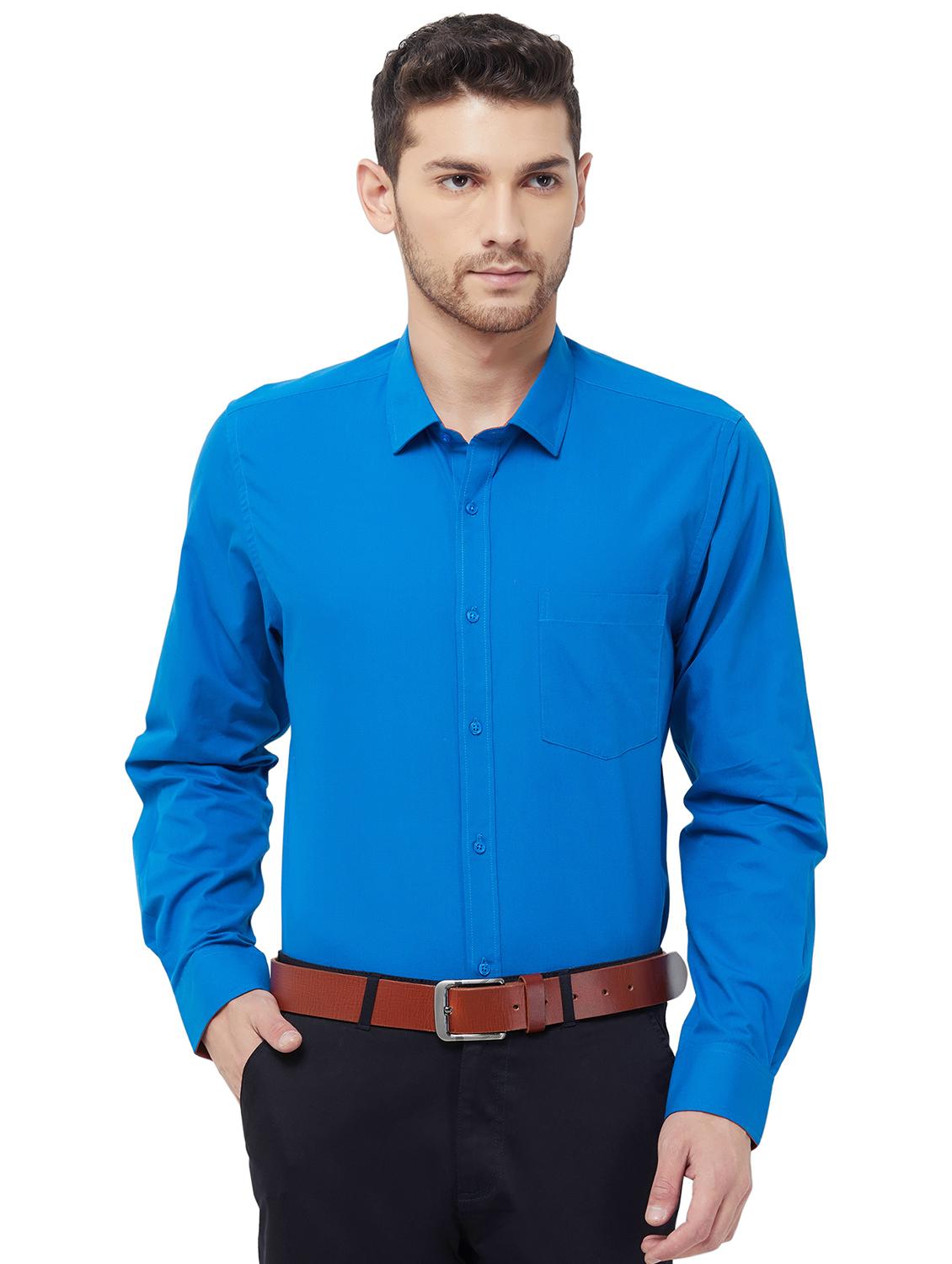 blue solid formal shirt - 16830944 - Zoom Image - 1