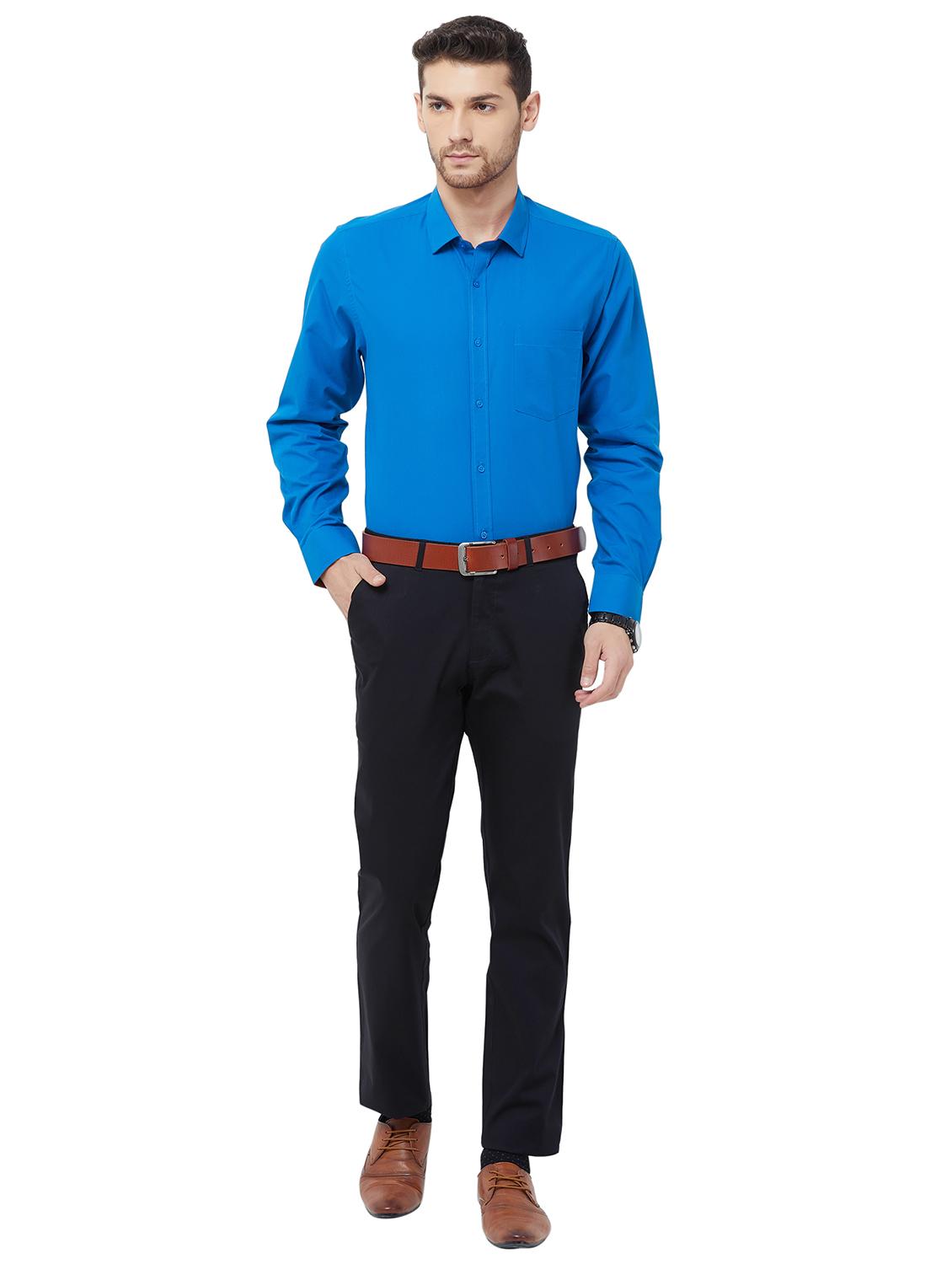 blue solid formal shirt - 16830944 - Zoom Image - 4