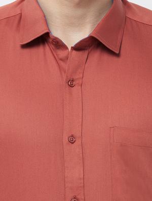 red solid formal shirt - 16830949 - Standard Image - 5