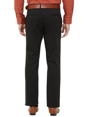 black solid flat front casual trouser - 16830953 - Standard Image - 3