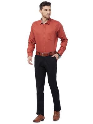 black solid flat front casual trouser - 16830953 - Standard Image - 4