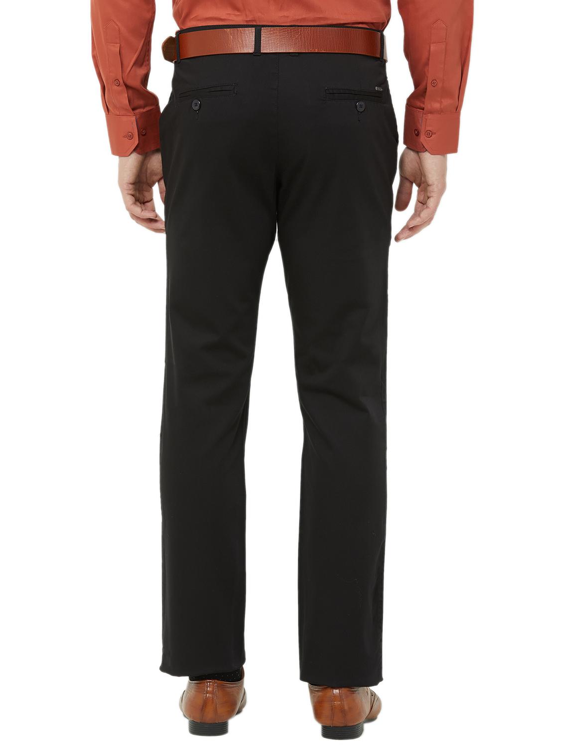 black solid flat front casual trouser - 16830953 - Zoom Image - 3