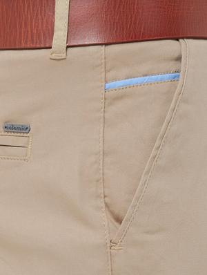 beige solid flat front casual trouser - 16830955 - Standard Image - 5